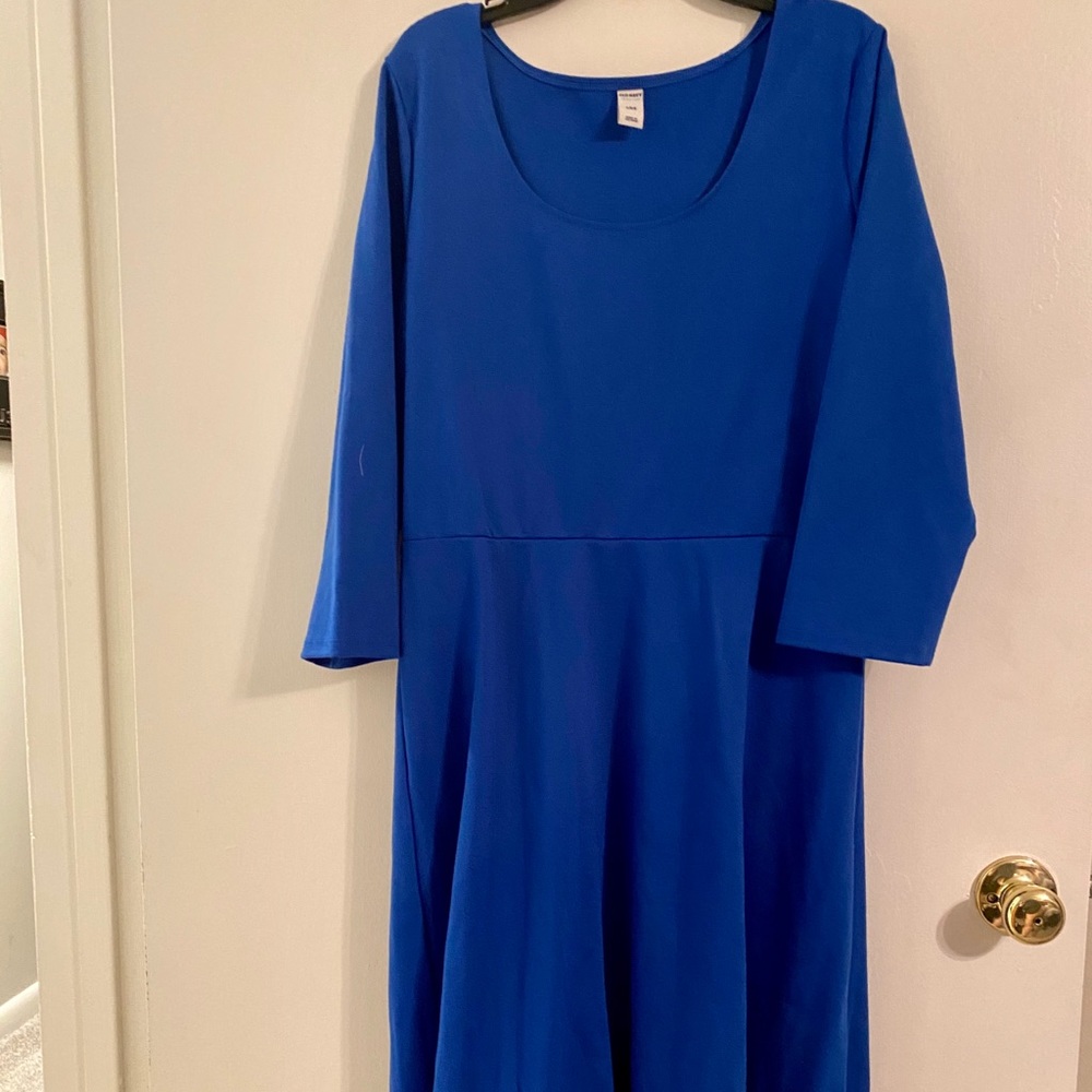 Old Navy blue scoop neck 3/4 sleeve dress Large
